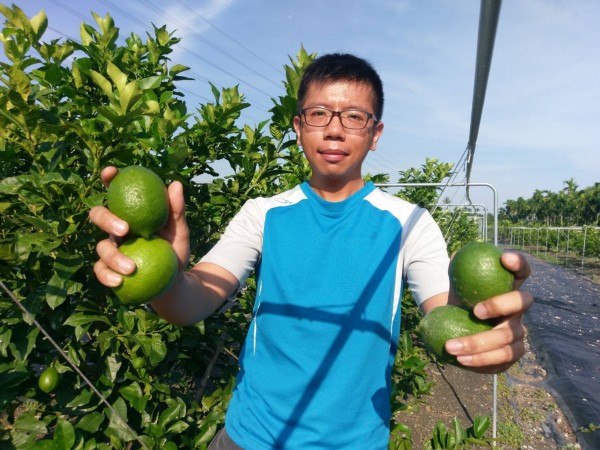 屏東縣九如鄉青農陳彥宇，投入有機檸檬種植。（記者羅欣貞翻攝）