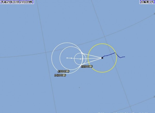 今年第五號颱風諾盧今早9時形成。（擷取自日本氣象廳）
