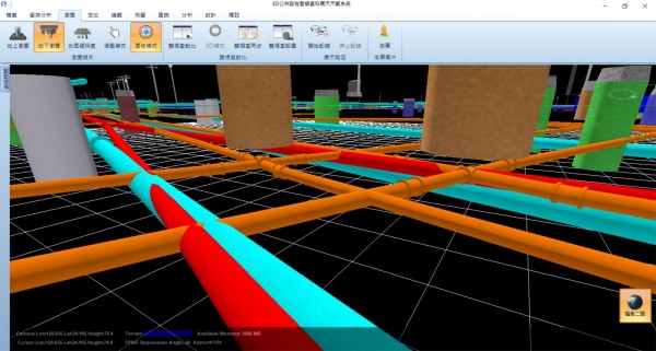 市府建立3D公共設施管線資料庫，減少挖錯管線意外發生。（台中市政府建設局提供）