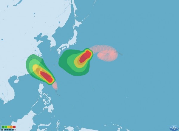 9號尼莎颱風持續接近中。（圖擷取自中央氣象局）