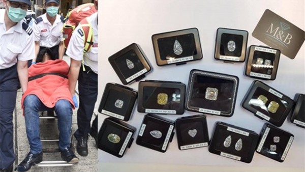 香港珠寶店遭到一名外籍搶匪行搶，總計價值約2億的巨鑽被嫌犯吞下肚。（圖擷自經濟日報）