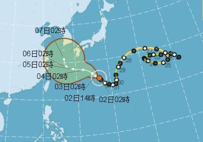 今年最長命颱風「諾盧」路徑潛勢預報。（中央氣象局）