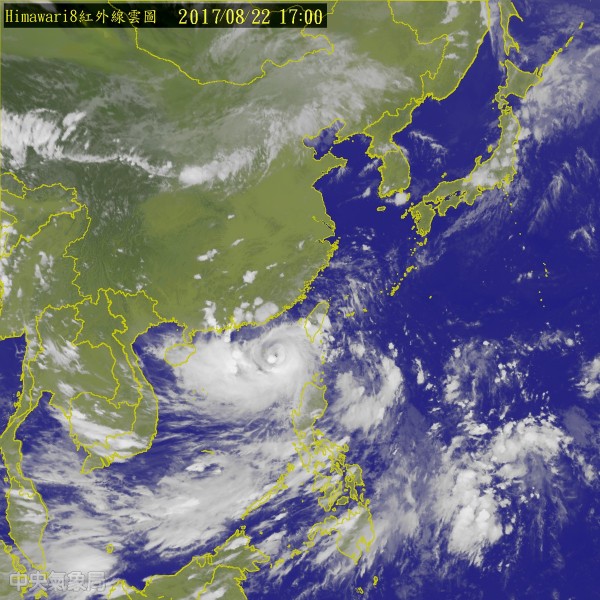 中颱天鴿逐漸遠離台灣，中央氣象局在今（22）日下午5時30分解除海上颱風警報。（圖取自中央氣象局）