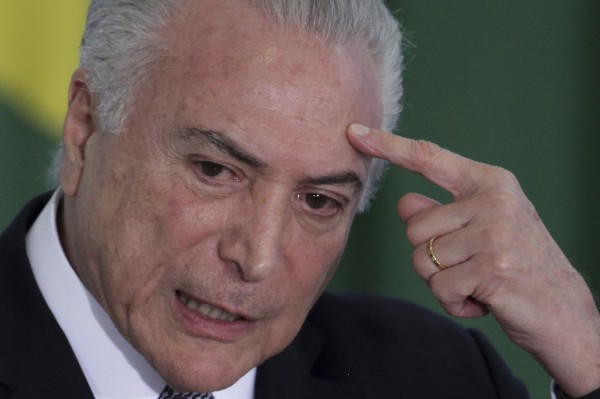 巴西總統泰梅爾（Michel Temer）14日被控貪汙、妨礙司法及領導犯罪組織，這是他3個月內第2次遭到刑事起訴。（美聯社）