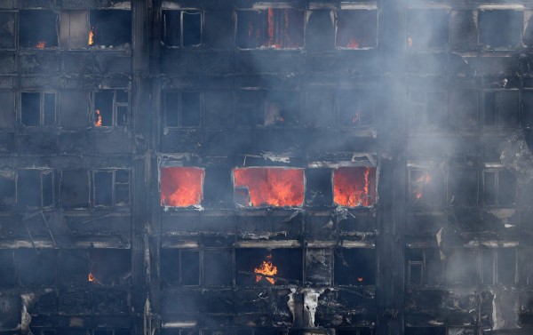 英國倫敦的格倫菲大樓（Grenfell Tower）曾生嚴重火災。（法新社）