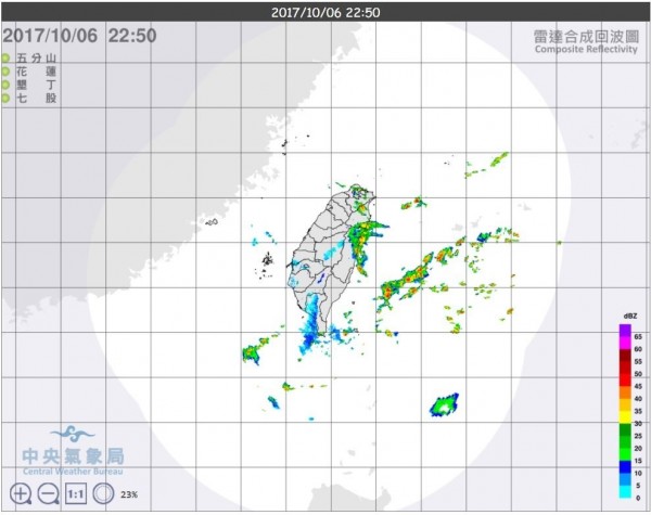 氣象局表示，今天晚上至明天清晨，宜蘭地區有局部大雨發生的機率。（氣象局提供）