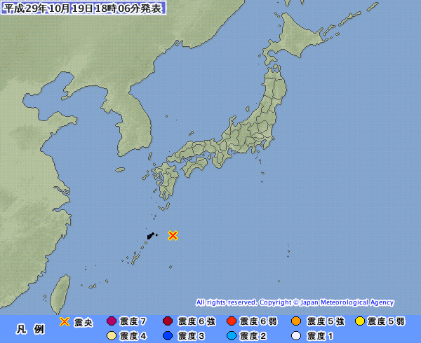 日本氣象廳表示，九州外海今（19）日下午6點02分（台灣時間5時02分）發生規模5.6地震，目前還未傳出災損或人員受傷。（圖擷取自日本氣象廳）