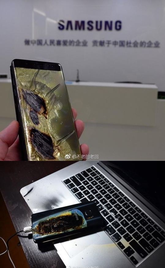 中國男子控訴三星以保證聲明取得消費者信任購買產品後，Note 7仍爆炸涉及詐欺。（圖擷自微博）
