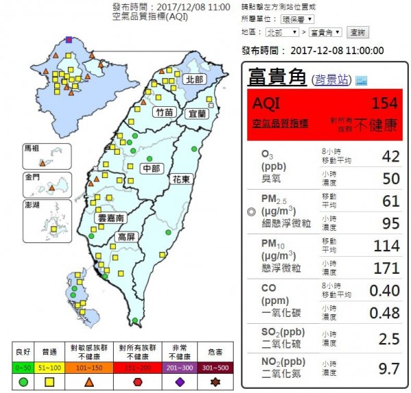 富貴角為東北季風時節，與北方污染源接觸的最前線，附近無污染源，岬角高度適當，是監測中國污染物移入狀況的絕佳地點。（擷取自空氣品質監測網）