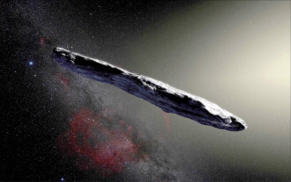 圖為歐洲南方天文台公布的「Oumuamua」想像圖。（法新社）