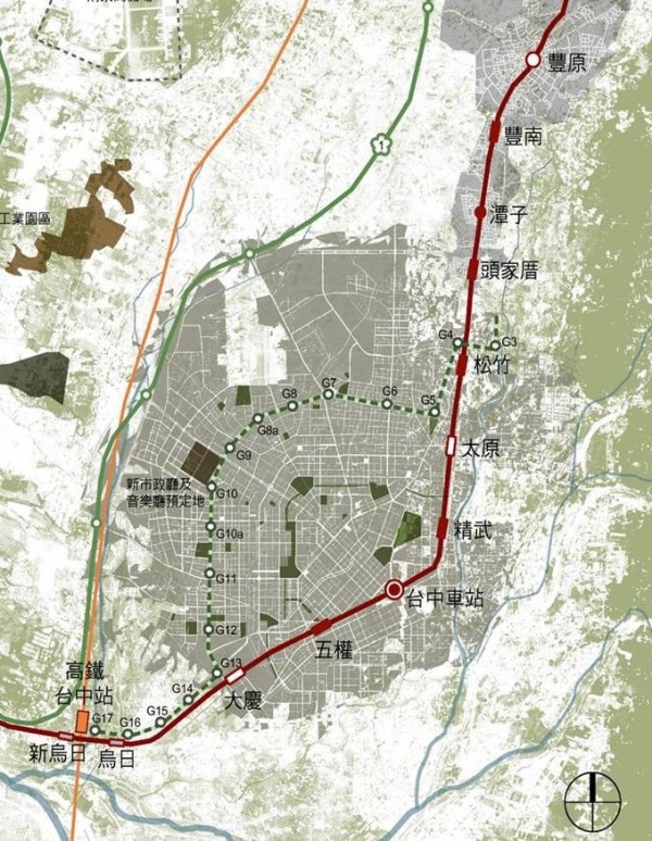 台中鐵路高架捷運化工程預訂於明年10月，啟用新增的5座通勤車站。（鐵工局提供）