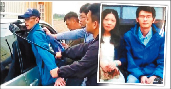 王中佑夫妻結婚2年多（右圖，家屬提供），殺妻逃亡6小時，昨天下午在台中市大肚區落網（左圖，記者湯世名翻攝）。