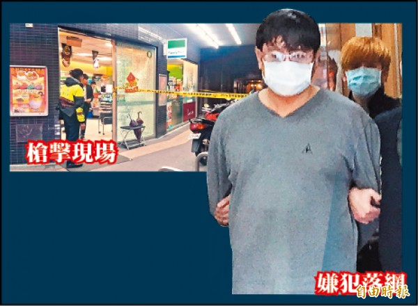 警方將開槍的41歲江志榮（前）及32歲陳志緯（金髮者）依毒品、槍砲及殺人未遂送辦。（記者陳恩惠攝）