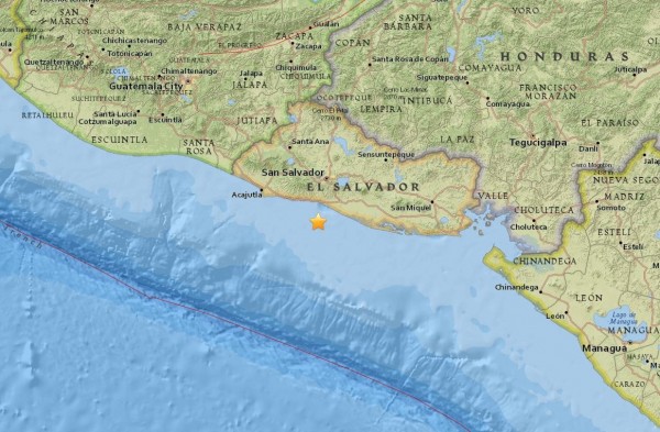 中美洲友邦薩爾瓦多驚傳強震來襲。（圖擷取自USGS）