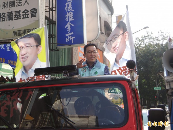 陳致中二度於前鎮、小港區競選市議員。（記者黃旭磊攝）