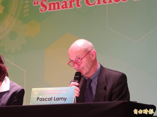 世貿前秘書長帕斯卡爾·拉米（Pascal Lamy）出席太平洋經濟共同體（PECC）國際研討會。（記者呂伊萱攝）