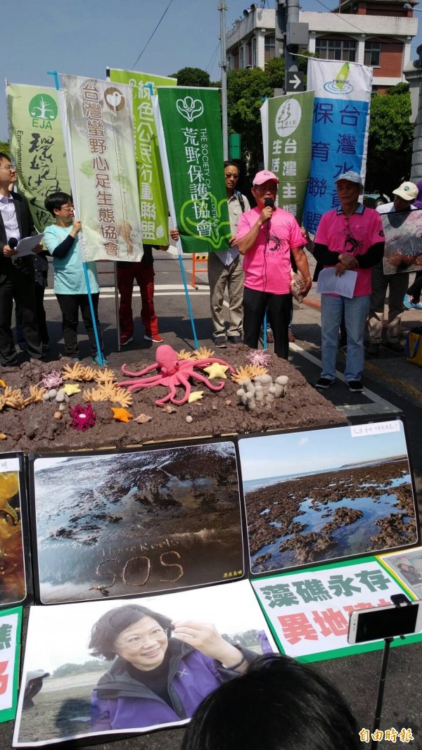 守護桃園藻礁音樂會將於4月28日於凱道登場，保育團體希望蔡總統站出來幫忙藻礁保育。（記者劉力仁攝）