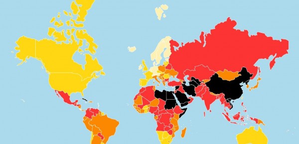 無國界記者組織（Reporters Without Borders）公佈2018新聞自由指數（World Press Freedom Index），今年台灣的排名上升3位排在第42名。圖為2017年版本。（圖擷自無國界記者組織官網）