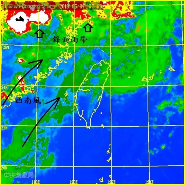 鋒面接近台灣，鄭明典在臉書指出，需提防局部性大雨。（圖擷自鄭明典《臉書》）