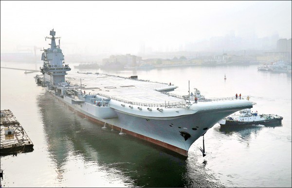 近日中國自製航母完成為期5天的出海試驗。（法新社）