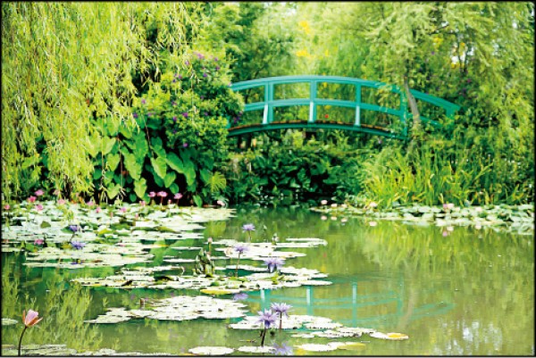 「莫內的花園」重現法國畫家莫內的名畫情景，讓人彷彿置身在名作當中。（記者沈昱嘉／攝影）