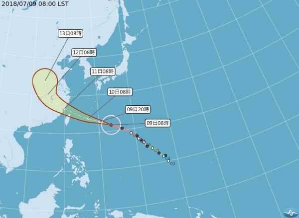 受瑪莉亞颱風外圍下沉氣流影響，台南九日列黃燈，高溫恐飆到36度。（南區氣象中心提供）