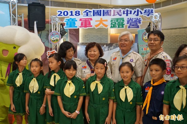 全國國民中小學童軍大露營在雲林，14日起在環球科技大學一連舉辦3天。（記者詹士弘攝）