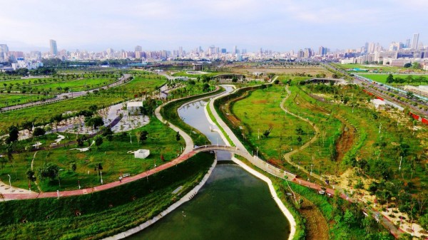 水湳中央公園滯洪池通過豪雨考驗 。（建設局提供）