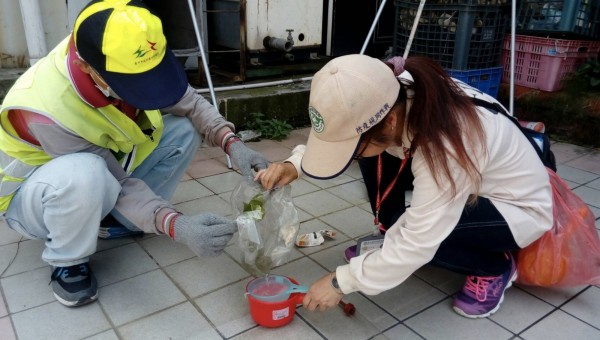 防疫人員在台中市登革熱病例地區清查孳生源。（記者蔡淑媛翻攝）