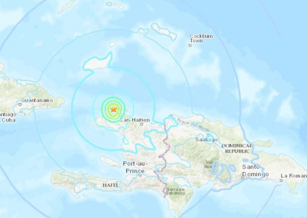 我國加勒比海友邦海地發生芮氏規模5.9強震，至少有12死188傷。（圖擷自美國地質調查局網站）
