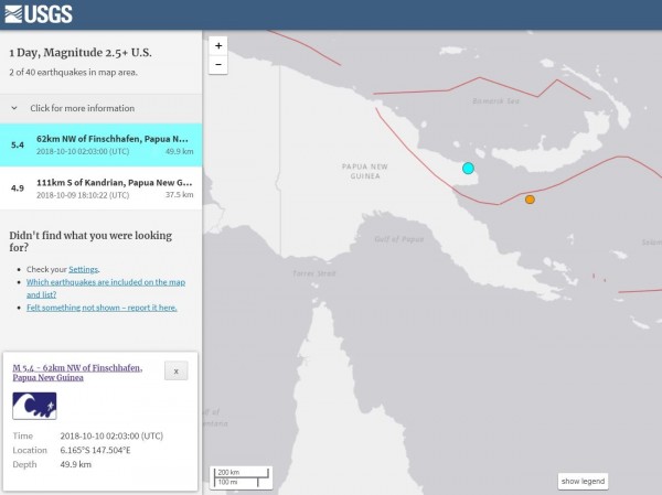 巴布亞紐幾內亞位於火環上，過往強震頻傳。（擷取自USGS）