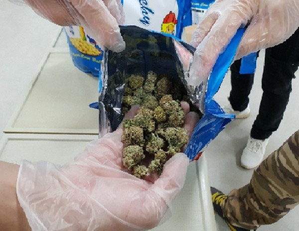 林嫌等以爆米花包裝，國際快遞大麻花毒品至國內。（記者歐素美翻攝）