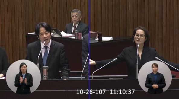 高金素梅只留6秒給賴清德回應，讓賴相當不滿。（圖片擷取自立法院轉播）