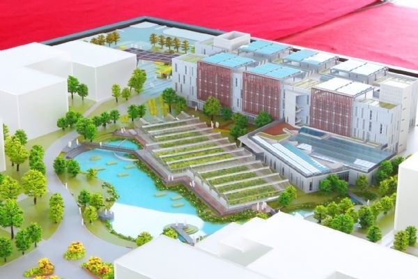 推動綠能科學城，中央研究院南部院區已於今年5月動工，預計2019年底完工。圖為南部院區模擬圖。　（市府提供）