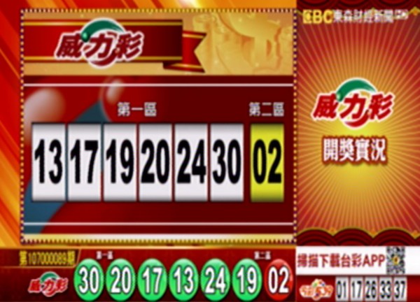 威力彩、38樂合彩開獎號碼。（圖擷取自東森財經新聞）