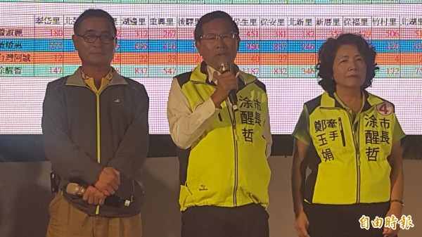 尋求連任失利的民進黨嘉義市長涂醒哲發表敗選感言。（記者丁偉杰攝）