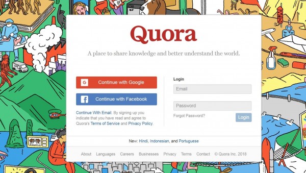 知識問答網站Quora，約有1億名用戶的個資可能已經被外洩。（圖擷自Quora網站）