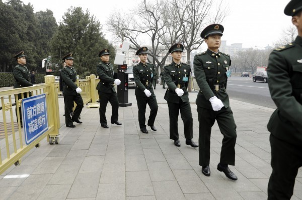 中國警察示意圖。（彭博）