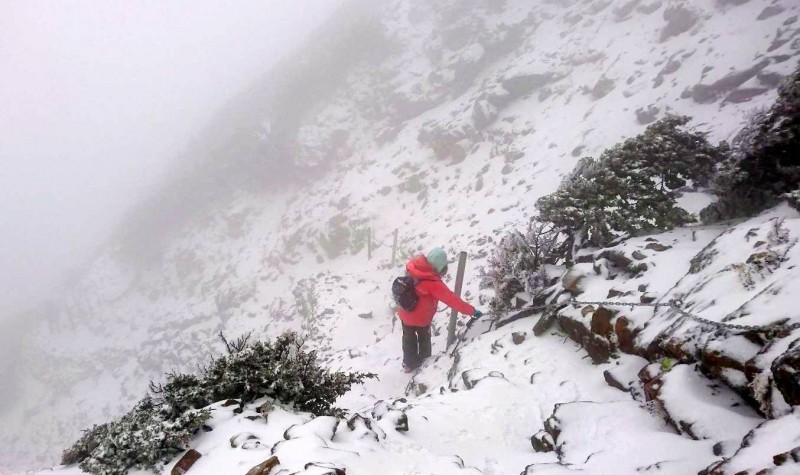 玉山今晨再飄3月雪，積雪1公分。（資料照）