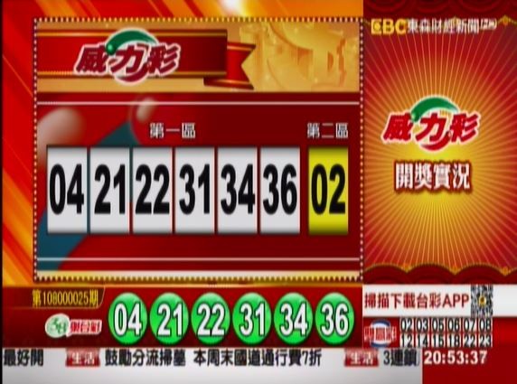 威力彩、38樂合彩開獎號碼。（圖擷取自東森財經新聞）