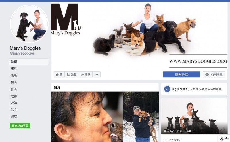 「Mary's Doggies台灣瑪莉愛狗協會」理事長蔡殷殷10多年來救援超過千隻流浪狗。（擷取自Mary's Doggies臉書）