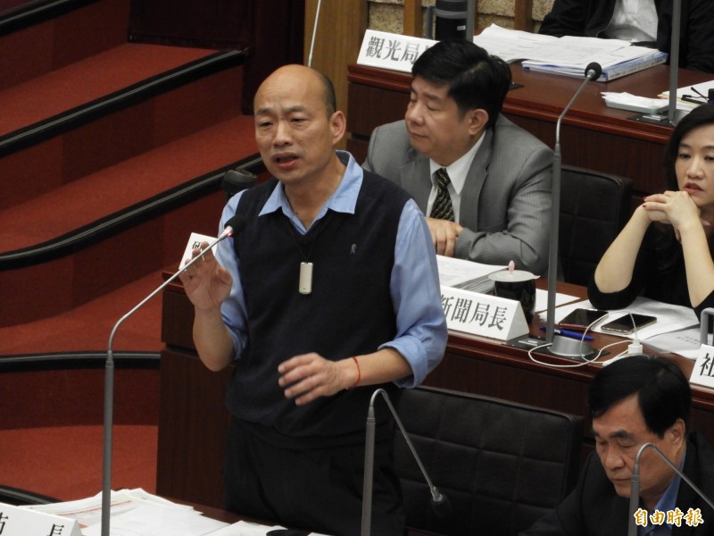 民進黨議員批韓國瑜（圖）任期只完成9.79%，就要選總統。（記者葛祐豪攝）