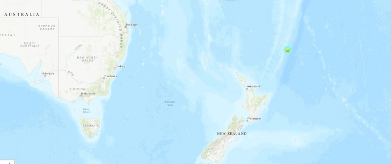 紐西蘭鄰近海域在下午1點17分再度發生規模6.3地震。（USGS）