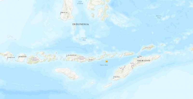 印尼東部海域在今下午驚傳規模6.2強震。（USGS）