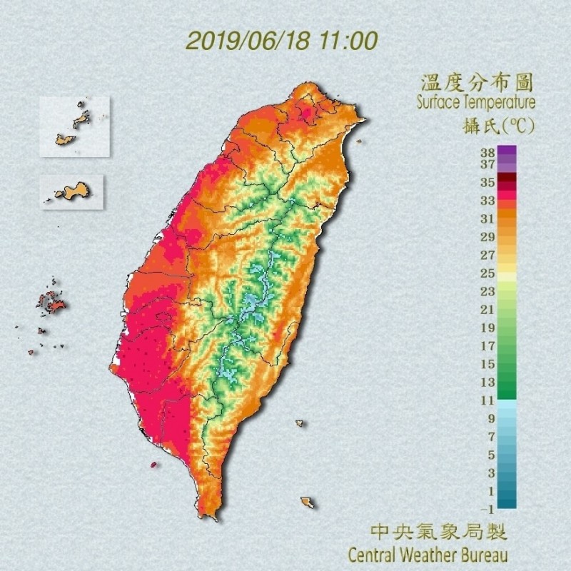 5個測站刷新該站今年最高溫紀錄。（中央氣象局提供）