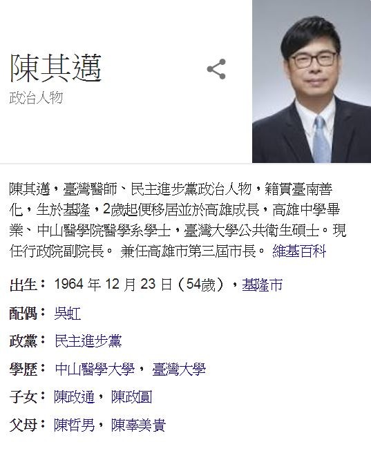 韓國瑜忙選舉 陳其邁維基被改為 兼任高雄市長 政治 自由時報電子報