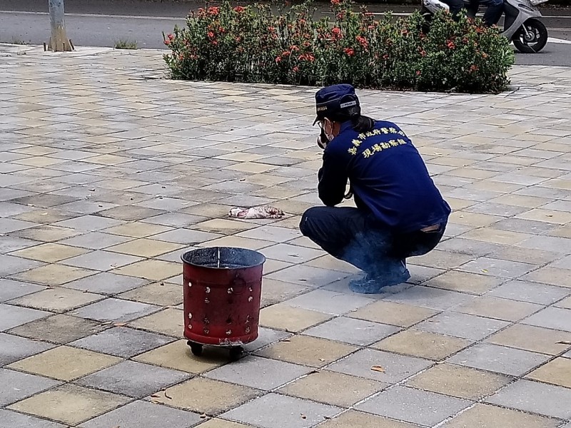 幼貓遺體被丟棄在嘉義市家庭教育中心門口。（圖擷取自嘉義市動物守護協會臉書）