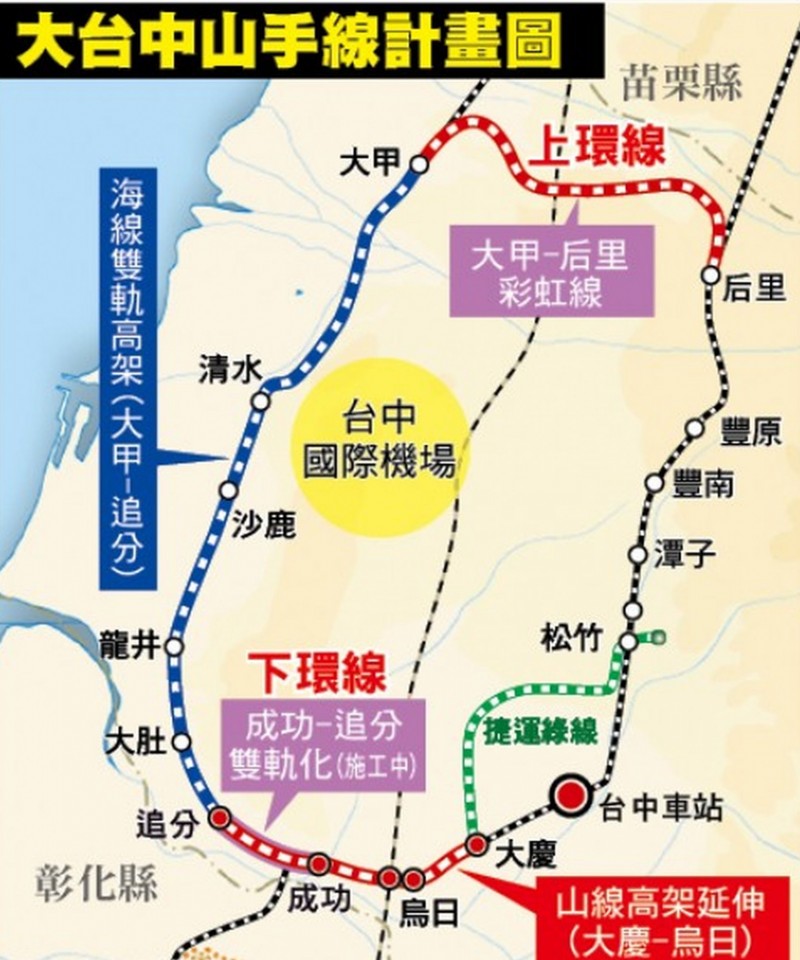 大台中山手線計畫圖。（圖台中市政府提供）