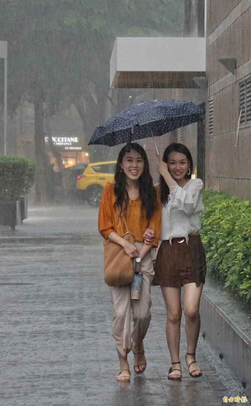 今日各地有局部短暫陣雨或雷雨，並有局部較大雨勢發生的機率，其中南部降雨時間還是會比較長，其他地區午後也要留意短時強降雨，出門請攜帶雨具備用。（記者劉信德攝）