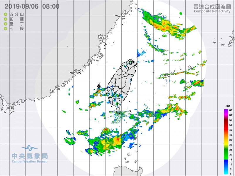 過去幾日台灣受中颱玲玲外圍環流影響。（擷取自氣象局網站）